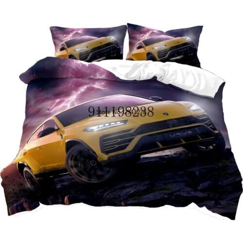 Racing Car Bedding Set Cartoon Duvet Cover Sets Decorative Home Bed Microfiber Bed Set with Pillowcase for Teen Boys Kids Gift