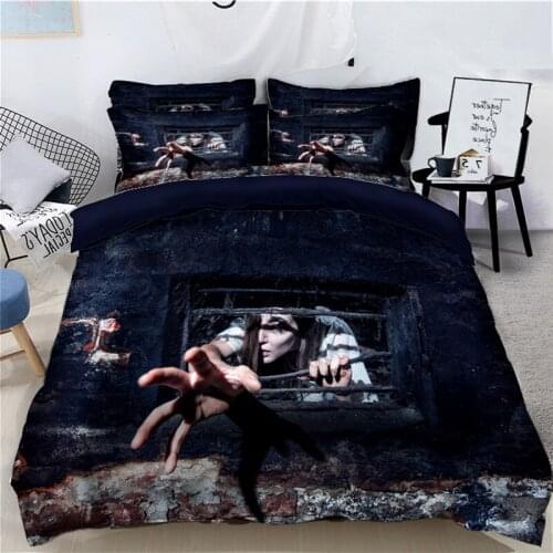 3D bedding sets Halloween Super terror ghost duvet bed cover bedsheet Pillowcase Twin king Queen California king flat sheet