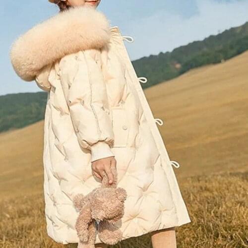 Winter Kids Girls Children Clothing Boys Long Duck Dwon Jacket Tunic Clothes Faux Fur Coat Snowsuit Outerwear Infant Overcoat