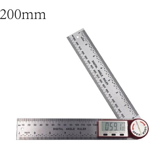 0~200mm LCD Digital Ruler Stainless Steel Multifunctional Measuring Ruler Hold Function 360° Measuring Reverse Measurement