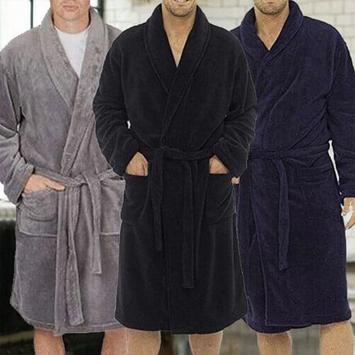 Fashion Casual Mens Bathrobes Robe V Neck Long Sleeve Couple Men Woman Robe Plush Shawl Kimono Warm Male Bathrobe Coat