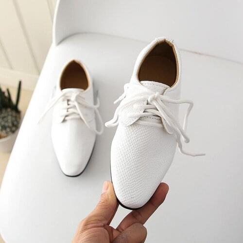 Kids Pu Leather New Boys Wedding Dress Shoes For Girls Children Baby Black School Performance Formal Flat Loafer Moccasins Shoes
