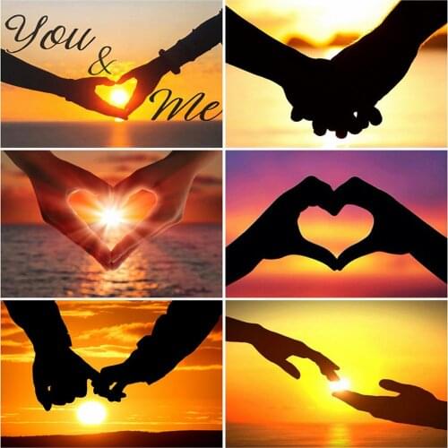 MomoArt Diamond Embroidery Heart Cross Stitch Kits Diamond Painting Sunset Full Square Mosaic Rhinestones New Arrival Wall Decor