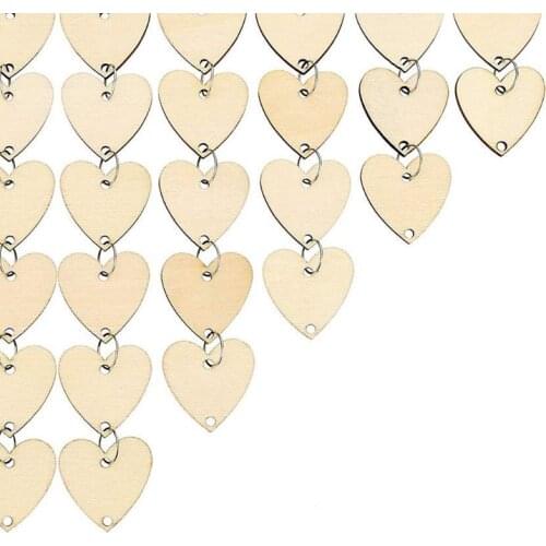 2021 New 100pcs Wooden Heart Discs Slices Tag Metal Ring for Birthday Board Calendar DIY