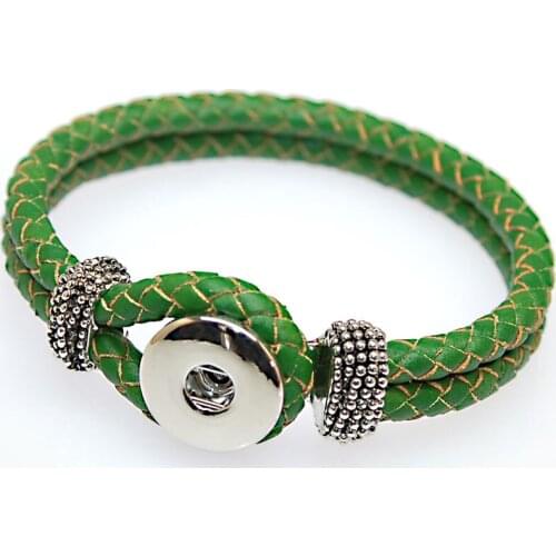 Wholesale Braided Genuine Leather Wrap Charm Bracelet Fits Snap Button Charms Diy Bracelets & Bangle For Women Gift