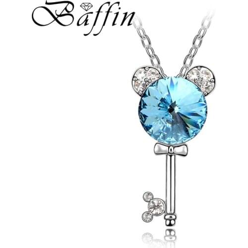 BAFFIN Original Crystals From Swarovski Animal Shaped Pendant Necklace Cute New Key Jewelry For Women Girls Gift Bijoux Femme