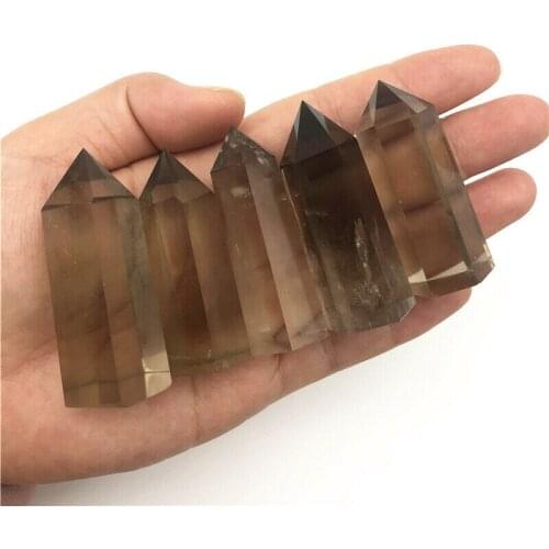 Natural smoky crystals wand point quartz mineral spiritual healing stones meditation reiki decoracion hogar moderno