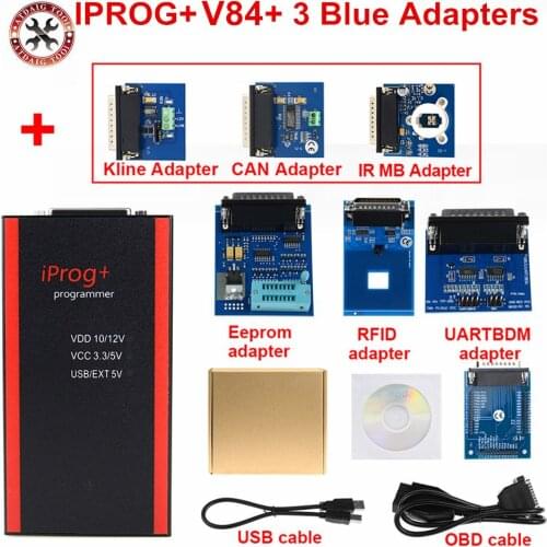 IPROG+ Iprog Programmer V84 Support 2019 Year 3in1 IMMO + Mileage Correction + Airbag Reset With K Line/CAN BUS/MB IR Adapters