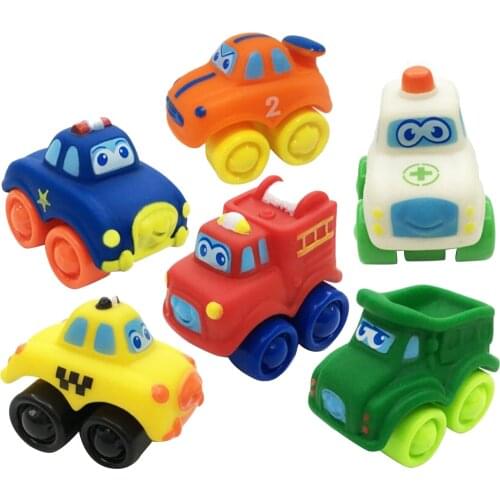 6 Pieces Rubber Plastic Mini Car Model Toy for Toddler Baby Preschool Kids Play Cognitive Children Cartoon Toy Gift