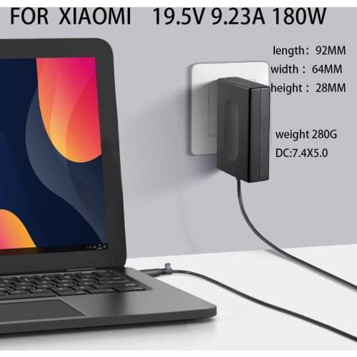 GaN 180W 19.5V 9.23A Portable Adaptor Charger 7.4x5.0mm High Power AC adaptor for XIAO MI RedmiBook Pro 15 14 16 Redmi G
