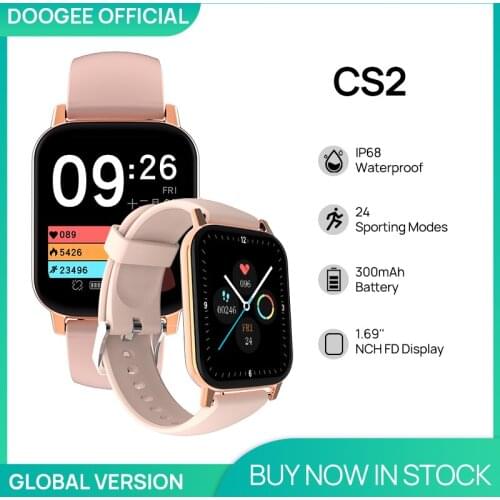 DOOGEE CS2 Smartwatch 1.69 inch 2021 New Smart Watch Men Women Full Touch Fitness Tracker IP68 waterproof 300mAh 24 Sports Modes