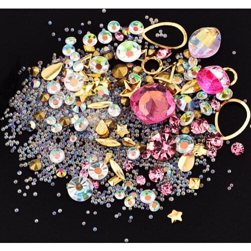 Mixed Cone Point Flat Back Rhinestone Box Crystal Imitation Diamond for Epoxy Resin Silicone Mold Jewelry Making Components DIY