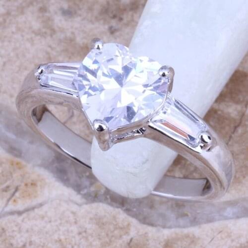 Super White CZ Silver Plated Womens Jewelry Ring Size 6 / 7 / 8 / 9 R0465