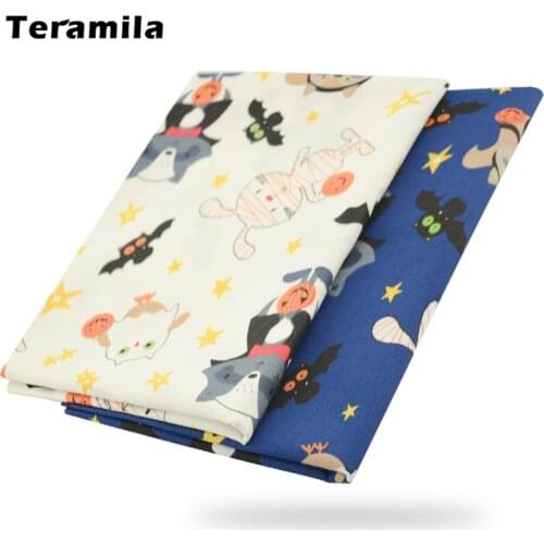 Teramila Halloween Cartoon Pattern Printing Twill Cotton Fabric Cloth Handmade Patchwork for Per Meter Fabrics Sewing Patchwork