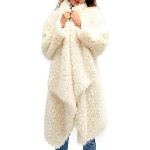 Spring Autumn Womens Windbreaker Coat Top Fashion Casual Woolen Cardigan Large Lapel Mid Length Hot Selling New Solid Color