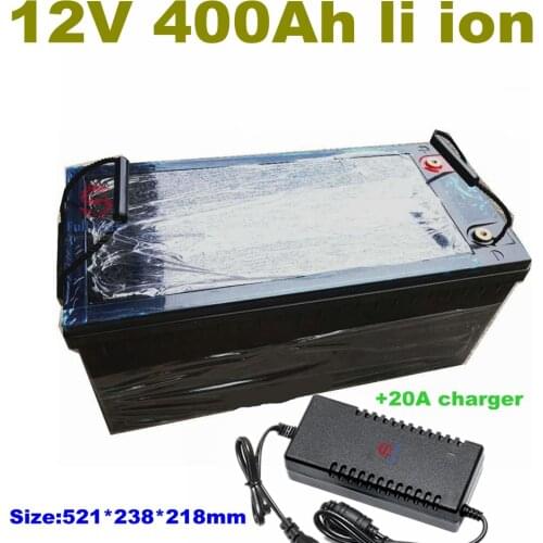 Waterproof 12V 400AH lithium ion 12v 400ah for Solar energy camping Electric car golf cart EV UPS + 20A Charger
