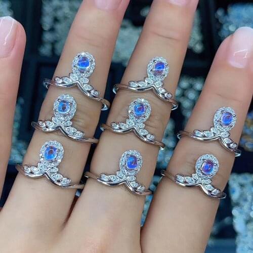 High Quality Moonstone Ring in Silver Jewelry Blue Moonstone & CZ Ring/moonstone jewelry/engagement moonstone jewelry