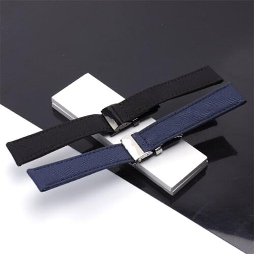 High-quality Black Blue Nylon Fabric Leather Watchband For Breitling strap For NAVITIMER WORLD Avenger bracelet 20mm