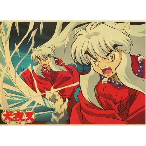 Japanese Anime Inuyasha Poster Retro Painting Art Decor Picture Living Bar Cafe Sofa Wall Decor Quality Canvas Home Decor