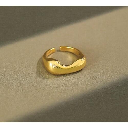 SHANICE 100% 925% Sterling Silver Open Ring Jewelry ins niche design irregular smooth Ring Women Wedding Finger Ring Anillos