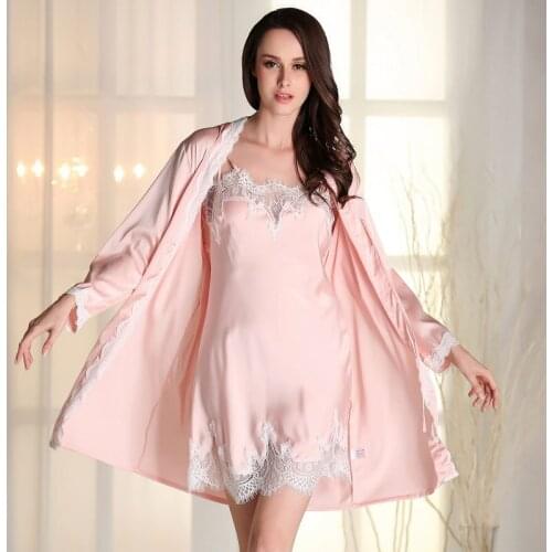 Ladies Sexy Satin Silk Dress & Robes Nightwear Gown Sleepwear Babydoll Pajama M--XL DM3066