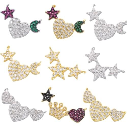 ZHUKOU gold/silver color star moon necklace pendant for women DIY handamde Necklace Jewelry Accessories Supplies Wholesale VD467