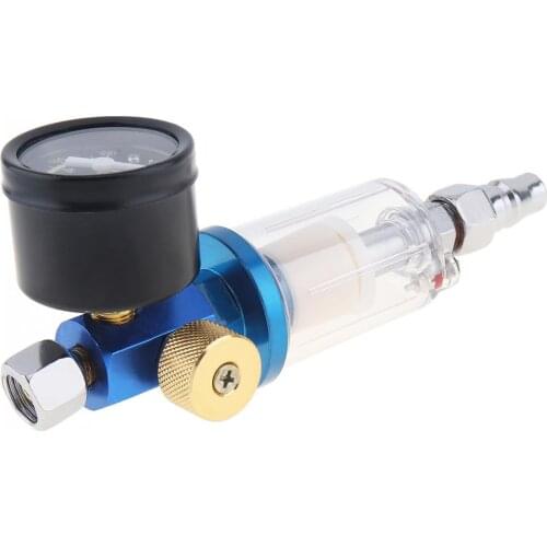 1/4 Inch Mini Oil Water Separator Pressure Regulator with Pressure Gauge and Quick Connector for Spray Gun / Air Compressor
