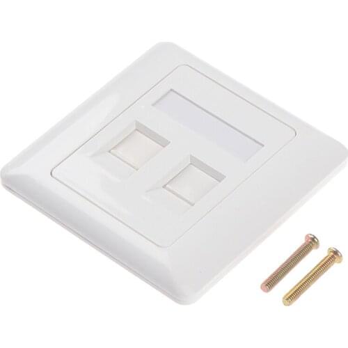1pc 86 Type Computer Socket Panel RJ45 Cable Interface Outlet Wall Socket 2 Ports Easy To Install