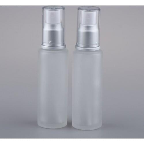2Pcs Empty Ground Glass Bottles Refillable Cosmetic Makeup Travel Lotion Containers 50ml
