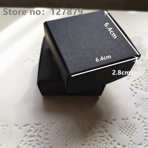 50pcs 6.4x6.4x2.8cm Black kraft paper craft box small soap paper packing/package box paper candy gift soap packaging box