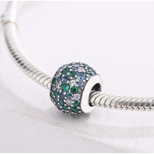 925 Sterling Silver Charm Colorful Zircon Bead Pendant Charm Bracelet Fit Women Bracelets Jewelry DIY Making For Pandora