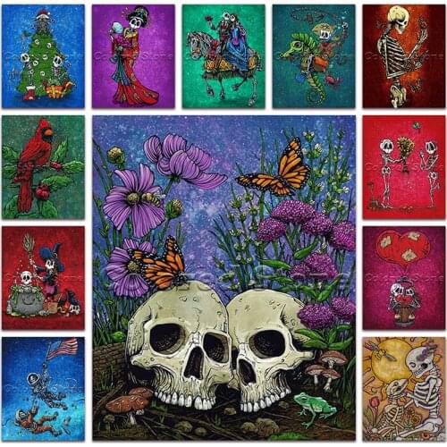 New Diamond painting Cartoon skull christmas tree beauty wizard 5D Full Square Drill embroidery Cross stitch 3D Round mosaic 059