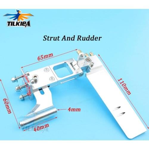Aluminum Brushless Electric Boat 4mm/4.76mm x 110mm Dual Water Rudder 4mm/4.76m Strut And Rudder Assembly for RC Boat