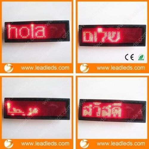 10pieces Red Color LED Name Badge Free shipping Programmable Message Sign Board Support Arabic etc Multinational language