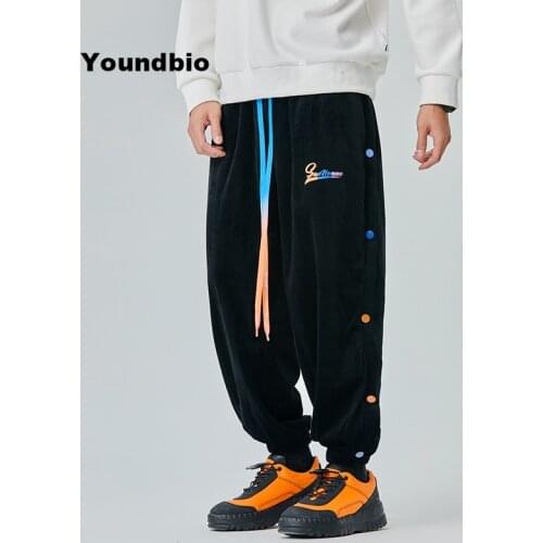 2021 Streetwear Men Harem Pants Fashion Button Sweatpants Men Joggers Loose Pants Casual Harajuku Men Trousers Outdoor