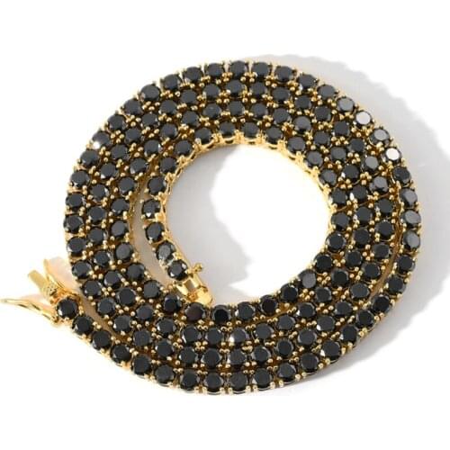 Fashion Black Cubic Zircon Hip Hop Men Women Link Tennis Chain Couple Necklace Luxury Jewelry