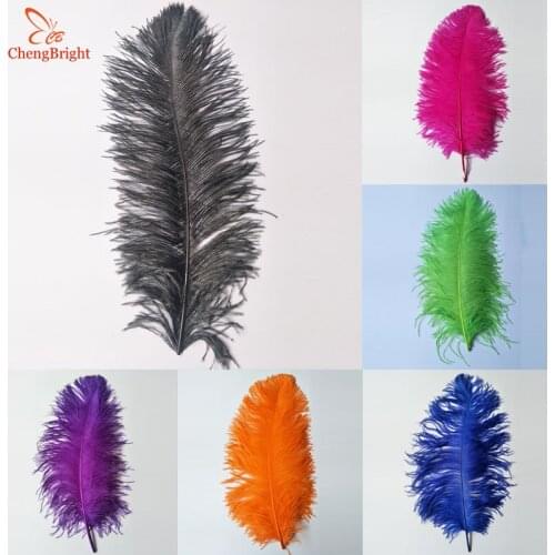 CHENGBRIGHT 10 pcs 55-60CM Big Pole Ostrich Feathers Natural Dyed Carnival Decor Feathers For Crafts Wedding Decorations Plume