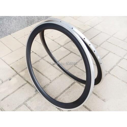 FLX-RIM-C25 : carbon Matt Cycling road bike Bicycle 700C Clincher wheel rim 50mm with Alloy Brake Surface