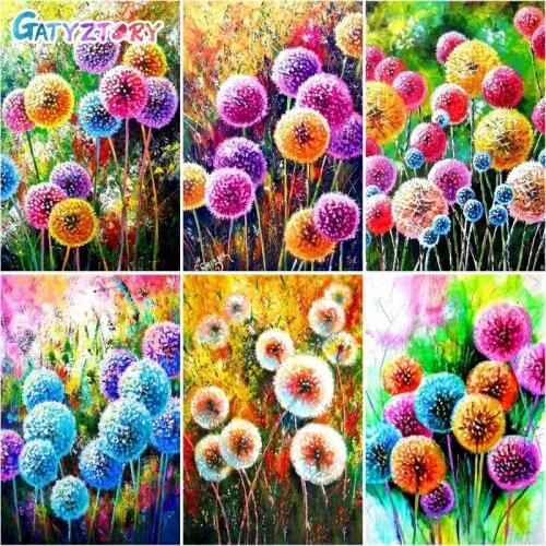 Gatyztory Painting By Numbers For Adults Color Dandelion Coloring By Numbers Acrylic Paints Set Decorative Frames Home Decor