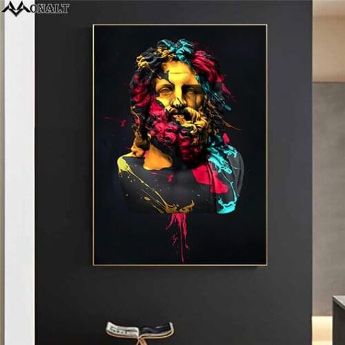 Greek Mythology Watercolour Zeus Sculpture Oil Painting Canvas Wall Art Poster And Prints Picture For Bedside Painting Cuadros