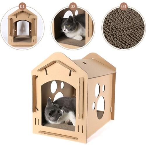Corrugated Paper Carton Box Cat House Tickler Scratch Board Scratcher Cardboard Bed Kitten Nest Pet Toys Cat Supplies C42