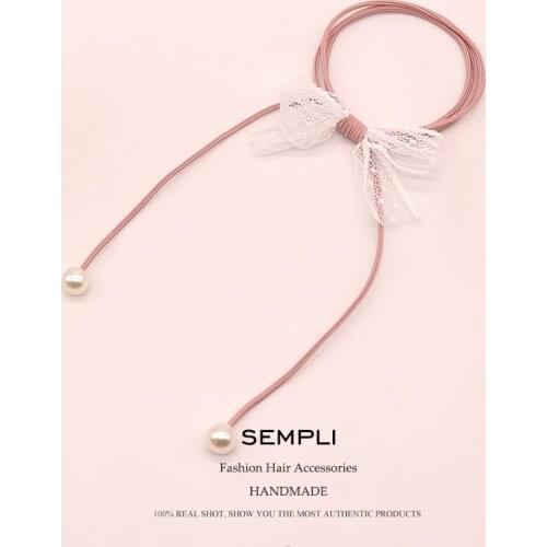 Sempli Lace Rruban Nylon Headbands Crunchy Hair Tie Hair Rubber Band For Women Hair Tie Haar Elastiekjes Hair Accessories
