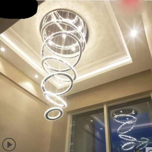 Living room lamp atmosphere round simple modern atmospheric ceiling lamp led crystal lamp double stair headlight led fixture led