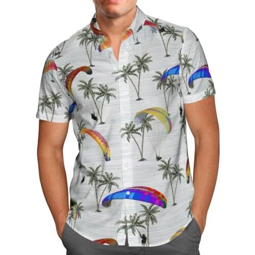 3D Printed Parachute Men Shirt Short Sleeved Hawaii Shirt Summer Beach Shirt White Streetwear Oversize Shirts Camisas Masculina