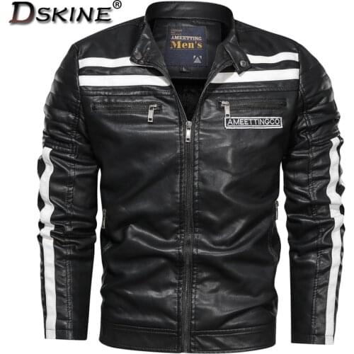 Men Motorcycle Leather Jacket Autumn and Winter Men Splicing Pilot Leather Jacket Fleece Keep Warm Fashion Windproof Jacket Men