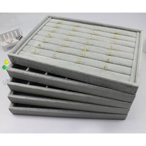 High Quality Jewelry Display Tray Set Gray Velvet Necklace Bracelet Earrings Ring Jewelry Tray Display