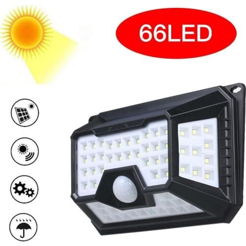 66 LEDs Solar Light PIR Motion Sensor Wall Lamp Drop Shipping