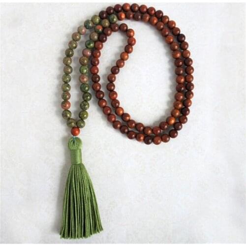 Natural Color Stone 108 Beads Handmade Tassel Necklace Prayer Classic Japa Spiritua Chakra Mala Meditation Religious Yoga