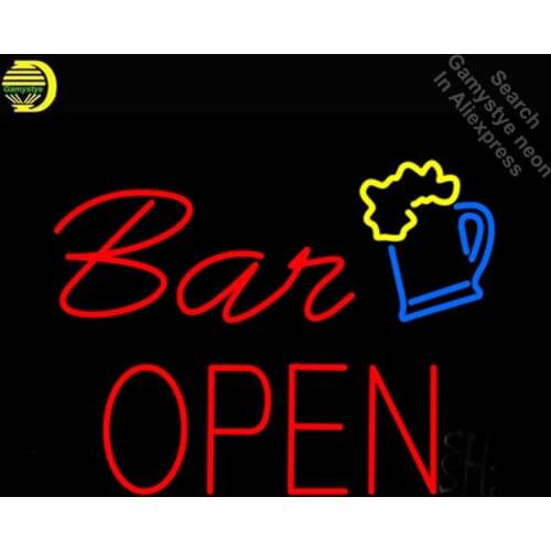 NEON SIGN For Bar Open With Beer Mug neon Light Sign Club Advertise Window Hotel vintage Neon sign for sale neon light Art Lamps