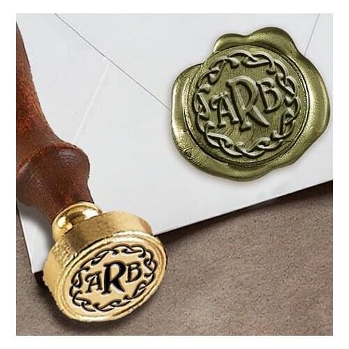 Personalized Monogram 3-Initial Custom Wax Seal Stamp 1" Die- #702 Grange Font with Celtic Border
